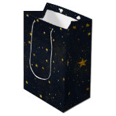 Gouden sterren in Night Sky Medium Cadeauzakje (Voorkant Gekanteld)