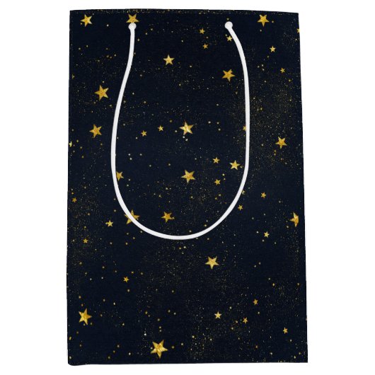 Gouden sterren in Night Sky Medium Cadeauzakje (Voorkant)