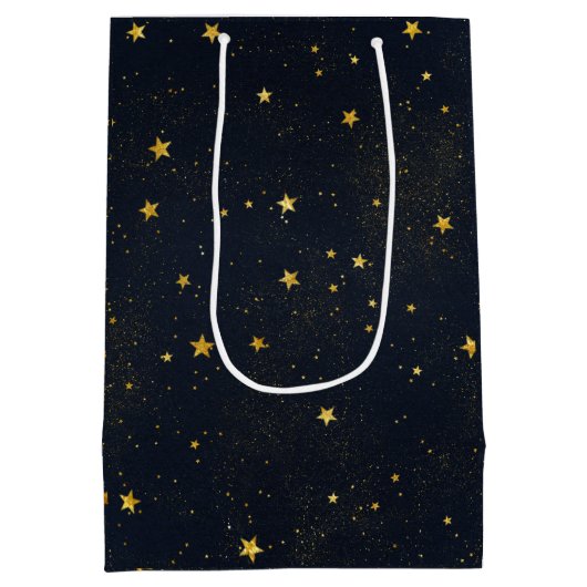 Gouden sterren in Night Sky Medium Cadeauzakje (Achterkant)