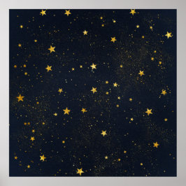 Gouden sterren in Night Sky Poster