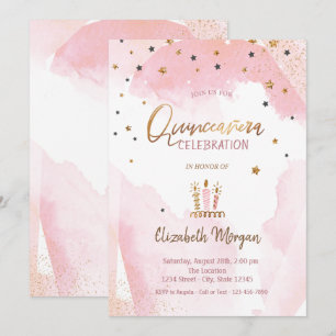 Gouden sterren, kaarsen Ombre Quinceanera Kaart