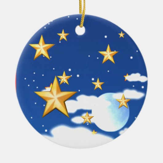 Gouden sterren- keramisch ornament (Voorkant)
