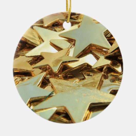 Gouden sterren keramisch ornament (Voorkant)