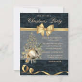 Gouden Sterren Kerstboom Boog Bal Kerstfeest Kaart (Voorkant)