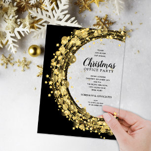 Gouden Sterren Krans Kerstfeest Acryl Uitnodigingen