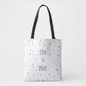 Gouden sterren liefde en vrede tote bag (Voorkant)
