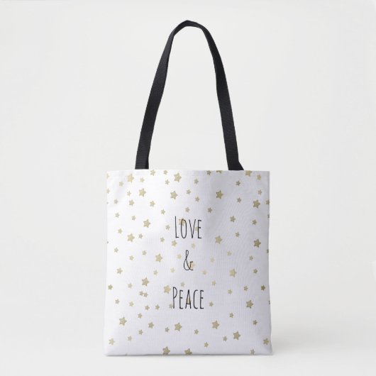 Gouden sterren liefde en vrede tote bag (Voorkant)