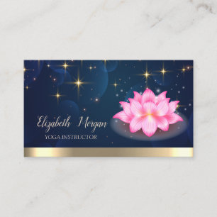 Gouden sterren lotus marineblauw visitekaartje