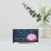 Gouden Sterren Lotus Navy Blauw Visitekaartje (Staand voorkant)