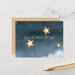 Gouden sterren lucht wolken sneeuwvlok Kerstmis Briefkaart