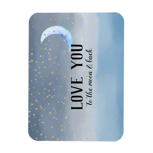 Gouden Sterren Maan Blauw Ombre Magneet (Verticaal)