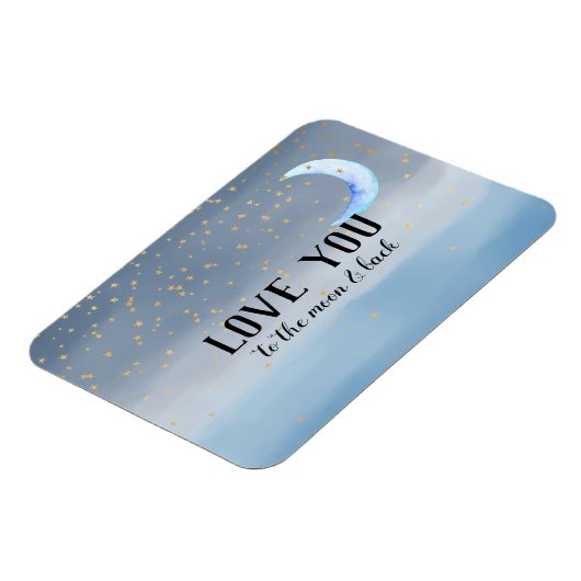 Gouden Sterren Maan Blauw Ombre Magneet (Linkerzijde)