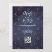 Gouden sterren maan hemel QR-code bruiloft Kaart (Achterkant)