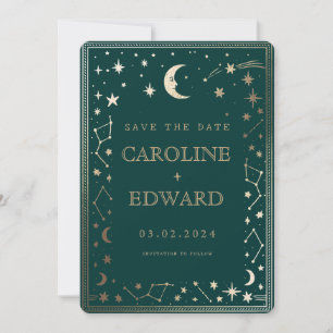 Gouden sterren Maan Hemellichaam Qr Code Bewaar de Save The Date