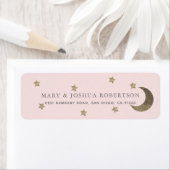 Gouden Sterren & Maan Roze Adres Label (Insitu)