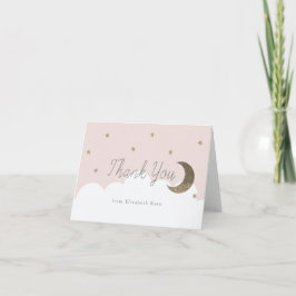 Gouden Sterren & Maan Roze Meisje Bedankkaart