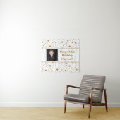 Gouden sterren met bericht foto verjaardag wandkleed (In Situ (horizontaal))