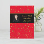 Gouden sterren met een foto op de Rode Dag Kaart (Staand voorkant)