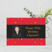 Gouden sterren met een foto op de Rode Dag Kaart (Staand voorkant)