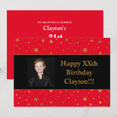 Gouden sterren met een foto op de Rode Dag Kaart (Voorkant / Achterkant)