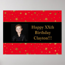 Gouden sterren met een foto op de Rode Dag Poster