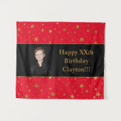 Gouden sterren met een foto op de Rode Dag Wandkleed (Voorkant (horizontaal))