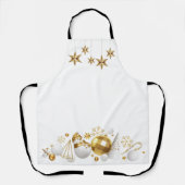 Gouden Sterren met Gouden en Witte Kerstversiering Schort (Voorkant)