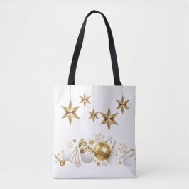 Gouden Sterren met Gouden en Witte Kerstversiering Tote Bag