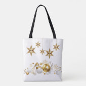 Gouden Sterren met Gouden en Witte Kerstversiering Tote Bag (Achterkant)