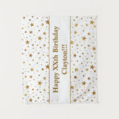 Gouden sterren met verjaardagsbericht wandkleed (Voorkant)