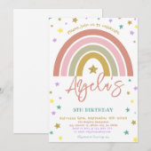 Gouden Sterren Modern Boho Regenboog Verjaardagsfe Kaart (Voorkant / Achterkant)