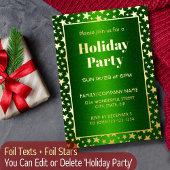 Gouden sterren moderne typografie kerstfeest groen folie uitnodiging