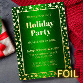 Gouden sterren moderne typografie kerstfeest groen folie uitnodiging