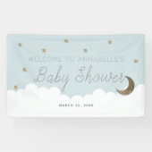 Gouden Sterren & Moon Blue Baby shower Banner (Horizontaal)