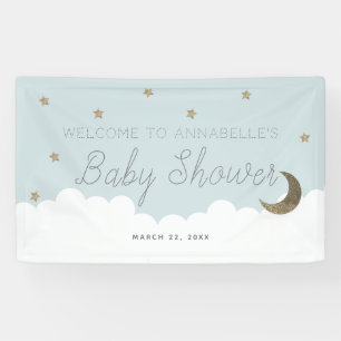 Gouden Sterren & Moon Blue Baby shower Banner
