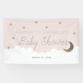 Gouden Sterren & Moon Roze Baby shower Banner (Horizontaal)