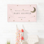 Gouden Sterren & Moon Roze Baby shower Banner (Insitu)