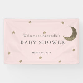 Gouden Sterren & Moon Roze Baby shower Banner