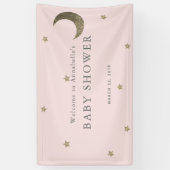 Gouden Sterren & Moon Roze Baby shower Banner (Verticaal)