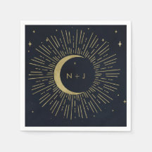 Gouden Sterren Nacht Hemelse Sunburst Maan Huwelij