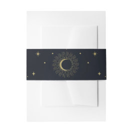 Gouden Sterren Nacht Hemelse Sunburst Maan Huwelij Uitnodigingen Wikkel