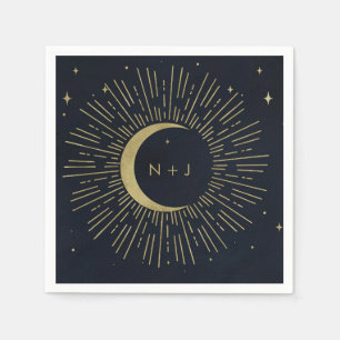 Gouden sterren Nacht Hemelse Zonneschijn Maan Brui Servet