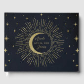 Gouden Sterren Nacht Hemelse Zonneuitbarsting Maan Gastenboek (Voorkant)