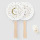 Gouden Sterren Nacht Hemelse Zonneuitbarsting Maan Handwaaier (Voorkant en achterkant)