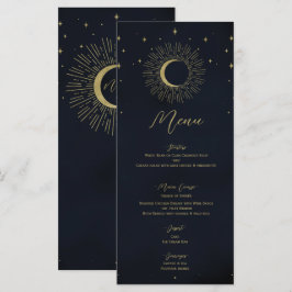 Gouden Sterren Nacht Zonnegloed Maan Bruiloftsmenu Menu