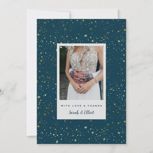 gouden sterren Navy Blauwe Platte Dankjewelkaart Bedankkaart (Voorkant)