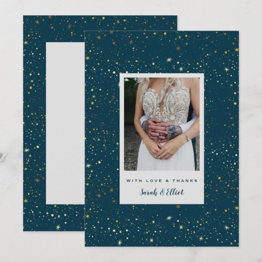 gouden sterren Navy Blauwe Platte Dankjewelkaart Bedankkaart (Voorkant / Achterkant)