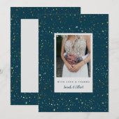 gouden sterren Navy Blue Flat Hartelijk dank Bedankkaart (Voorkant / Achterkant)