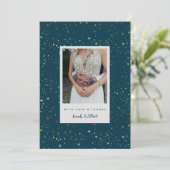 gouden sterren Navy Blue platte bedankkaart (Staand voorkant)