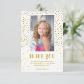 Gouden sterren nep glitters verjaardag kinderen me bedankkaart (Staand voorkant)